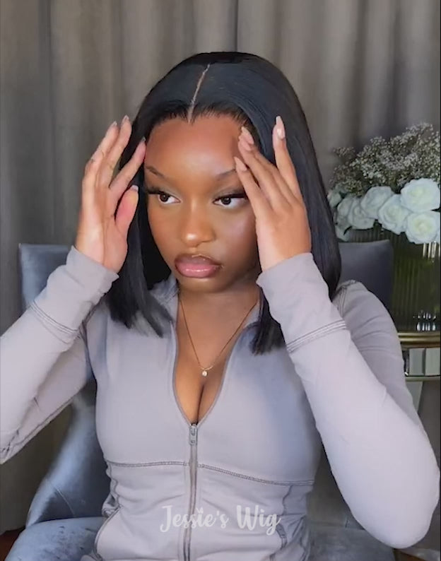 Elvira- Smart-Fit Pull Go Glueless HD Lace Pre cut 13x4 Short Blunt Cut Bob Lace Wig 4x4 Brazilian Remy Straight Hair Wigs