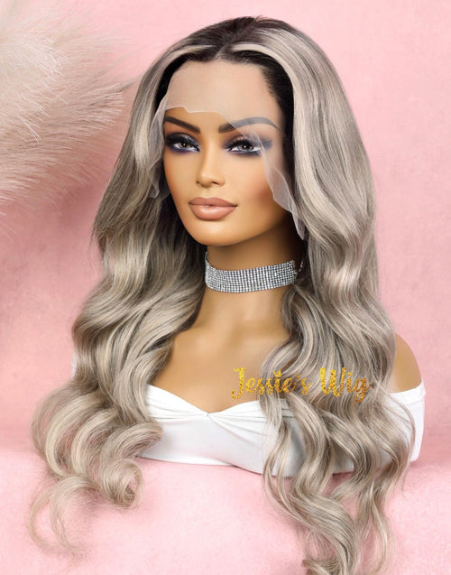 22" 24" Balayage Ash Blonde Luxury 13x6 Lace Frontal Wig Flash Deal