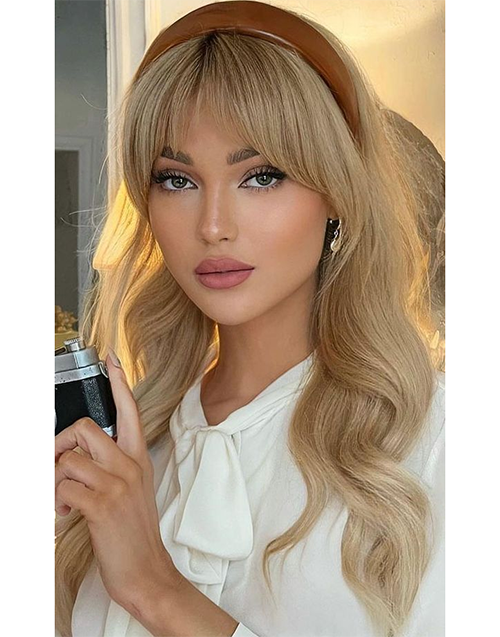 Grace-Fringe Curtain Bangs Ombre Blonde Wavy 13x4 5.5x5.5 Lace Wig Human Hair