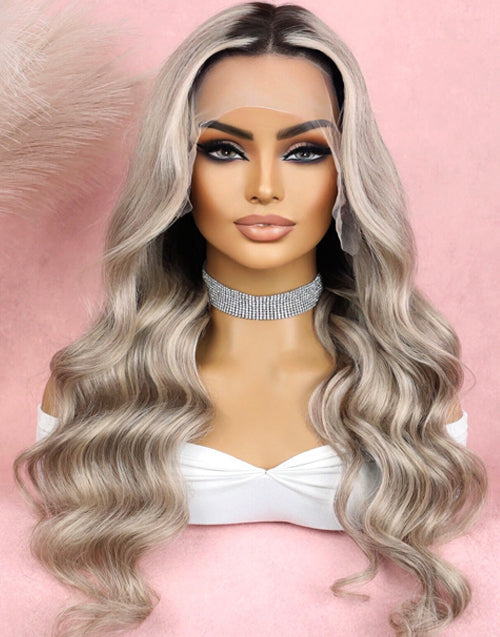 22" 24" Balayage Ash Blonde Luxury 13x6 Lace Frontal Wig Flash Deal