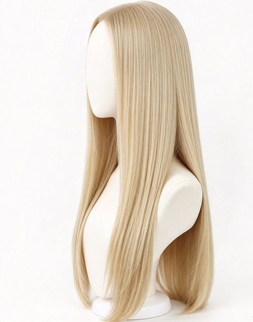 Medical Full Lace Wig Honey Blonde Highlight Human Hair Wigs With Full Hand-Tied Silicone Base Cap 18"