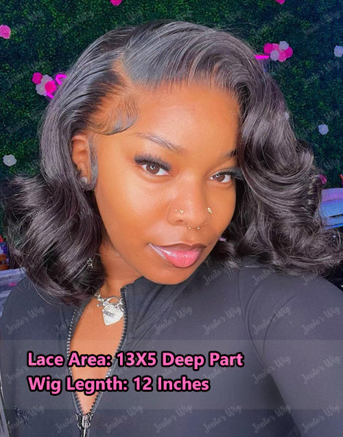 Candice- Smart-Fit Pull Go Pre Cut Glueless Lace Wavy 13x5 Lace Front Bob Wig Human Hair Wig