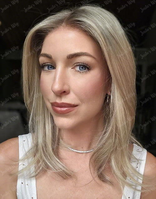 Yara- Ombre Ash Blonde Straight Bob Wig Undetectable Hairline Glueless Wigs For Women 13x4 Lace
