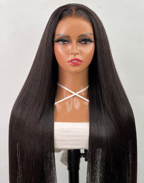 Una- 40 Inch Glueless Straight 13x4 Lace Front Human Hair Wig