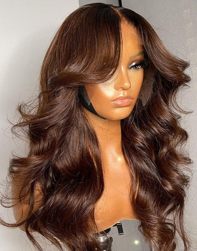 #4 Light Brown Hd Lace Undetectable Invisible Lace Front Human Hair Wigs