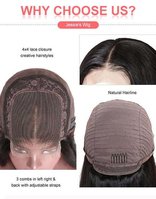 Dale- Pre Cut Reddish Brown Straight Wig With Bangs Layer Cut Glueless Human Hair Lace Front Wig
