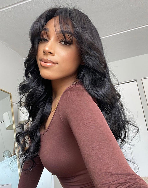[Ready To Ship Only For US] Cara- Pre Everything Glueless 13x5 Body Wave Lace Front Wig With Bangs  Pre Cut Lace