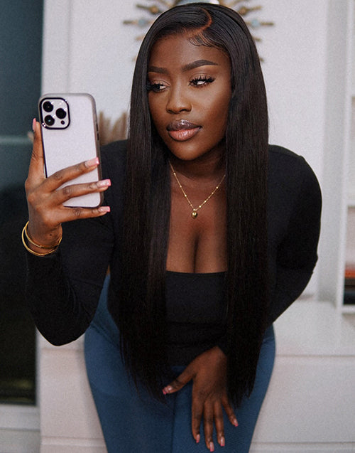 Eden- Smart-Fit Pull Go Glueless Straight 13x5 Pre Cut Lace Front Human Hair Wigs