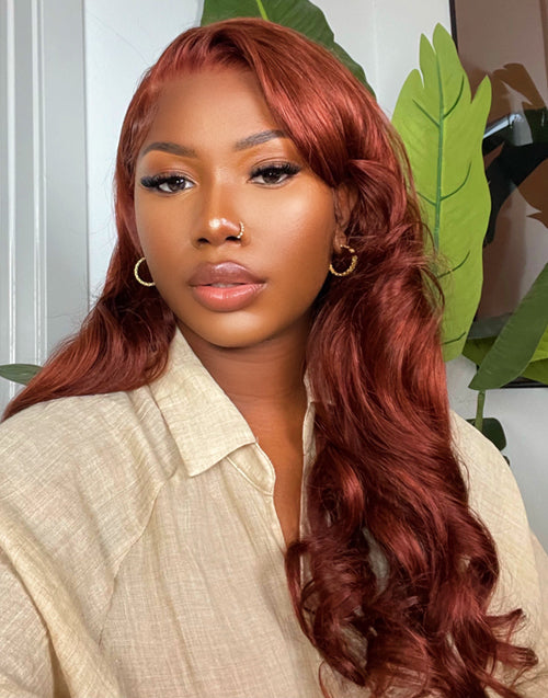 20" Auburn Copper Body Wave 13x5 Lace Front Wig Pre Cut Lace Flash Deal