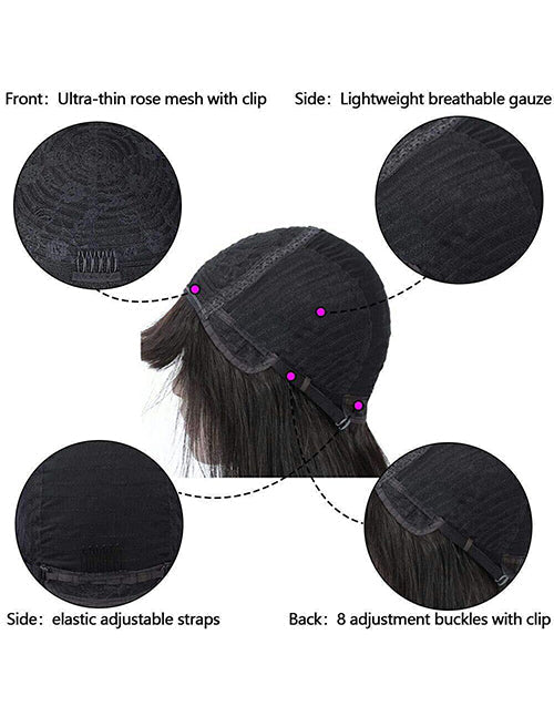 Avis- Mullet Wig With Bangs Short Pixie Cut Layered Wolf Cut Straight Wig For Daily Wear