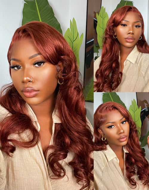 20" Auburn Copper Body Wave 13x5 Lace Front Wig Pre Cut Lace Flash Deal